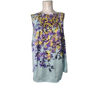 Talbots Woman Sleeveless 100% Silk Floral Top 14W Lightweight Office Artsy
